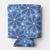 Blauw bloempatroon – stijlvolle toegang blikjeskoeler (Achterkant)