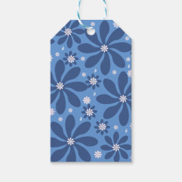 Blauw bloempatroon – stijlvolle toegang cadeaulabel