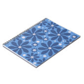 Blauw bloempatroon – stijlvolle toegang notitieboek (Linkerzijde)