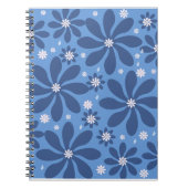 Blauw bloempatroon – stijlvolle toegang notitieboek (Voorkant)