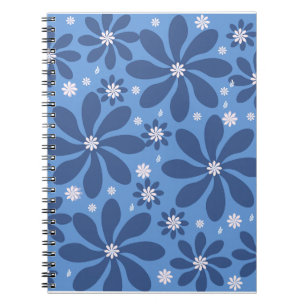 Blauw bloempatroon – stijlvolle toegang notitieboek