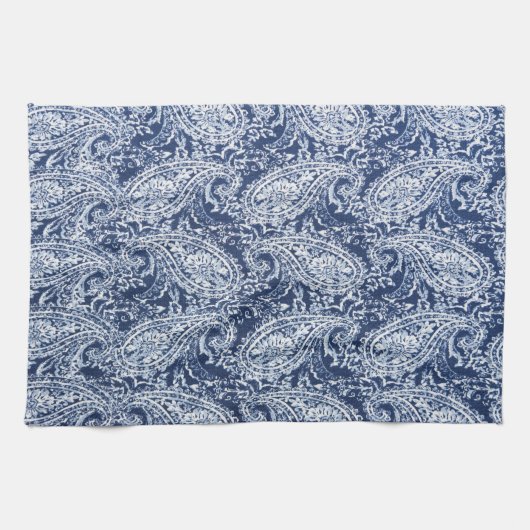 Blauw bloempatroon theedoek (Horizontaal)