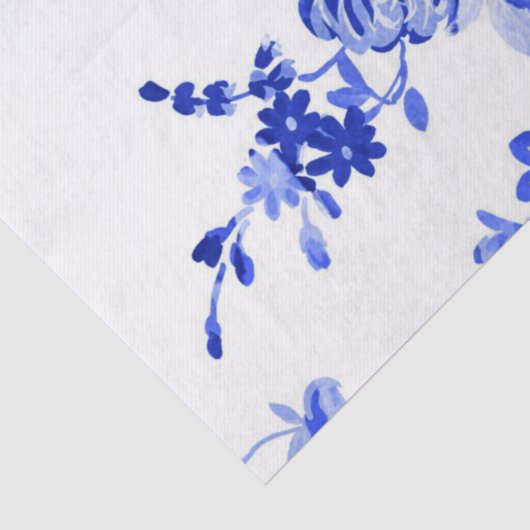blauw bloempatroon tissuepapier (Detail)