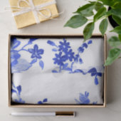 blauw bloempatroon tissuepapier (Geschenk)