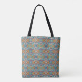 Blauw bloempatroon tote bag (Achterkant)