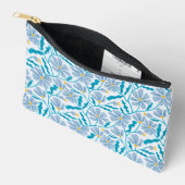 Blauw bloempatroon uit het midden van de eeuw etui (Open)