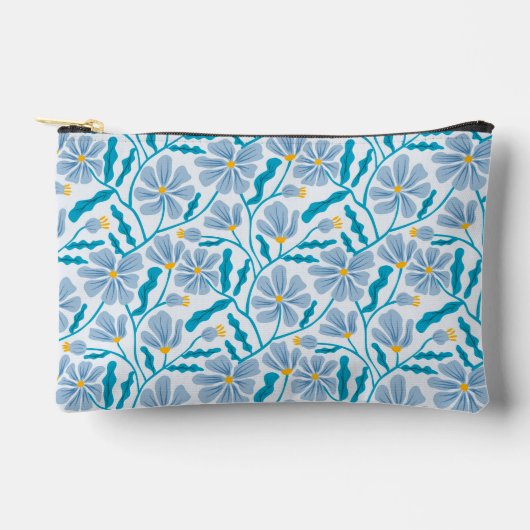 Blauw bloempatroon uit het midden van de eeuw etui (Voorkant)