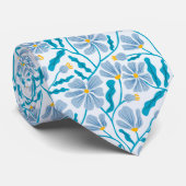 Blauw bloempatroon uit het midden van de eeuw stropdas (Opgerold)