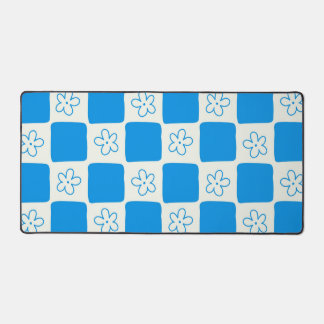 Blauw bloemruitpatroon in preppy-stijl bureaumat