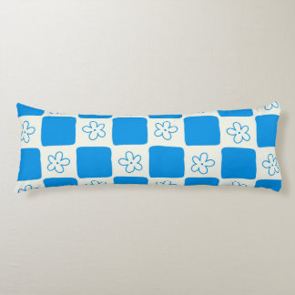 Blauw bloemruitpatroon in preppy-stijl lichaamskussen