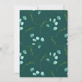 Blauw Bloemschildering Stengels Trouwen Datum Besp Kaart (Achterkant)