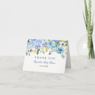 Blauw Bloemschilderwerk Babyshower Bedankt