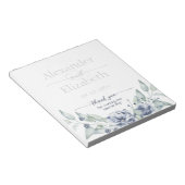 Blauw Bloemschilderwerk Script Bruiloft Favor Notitieblok (Schuin)