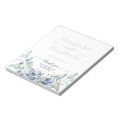 Blauw Bloemschilderwerk Script Bruiloft Favor Notitieblok (Linkerzijde)