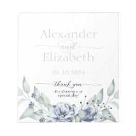 Blauw Bloemschilderwerk Script Bruiloft Favor Notitieblok