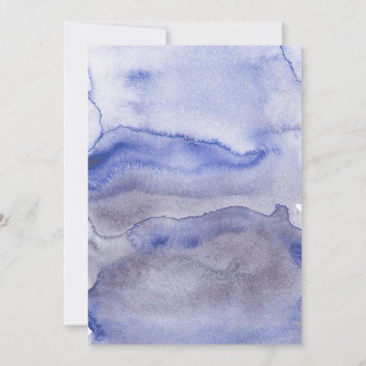 Blauw Bloemschriftschrift Waterverf Bruiloftsfeest Kaart (Achterkant)