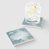 Blauw  Bloemsteen Onderzetter (Zijkant)