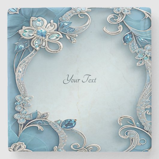 Blauw  Bloemsteen Onderzetter (Voorkant)