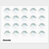 Blauw bloemsticker voor trouwfeest met liefde guns ronde sticker (Vel)
