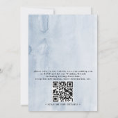 Blauw Bloemstof Budget QR Code Huwelijk Kaart (Achterkant)