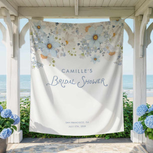 Blauw bloemstuk bruids bruiloft achtergrond banner wandkleed
