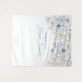 Blauw bloemstuk bruids bruiloft achtergrond banner wandkleed (Voorkant (horizontaal))