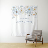 Blauw bloemstuk bruids bruiloft achtergrond banner wandkleed (In situ)