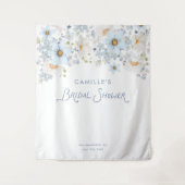 Blauw bloemstuk bruids bruiloft achtergrond banner wandkleed (Voorkant)