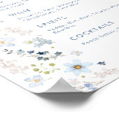 Blauw Bloemstuk Bruids-Shower Bar Menu Poster (Hoek)