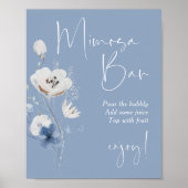 Blauw Bloemstuk Bruidsdouche Mimosa Bord Poster (Voorkant)