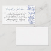 Blauw Bloemstuk Bruidsfeest Display Shower Informatiekaartje (Voorkant / Achterkant)