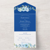 Blauw Bloemstuk Bruiloft Alles In Eén Uitnodiging (Binnen)