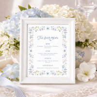 Blauw Bloemstuk Bruiloft Bar Menu