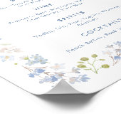 Blauw Bloemstuk Bruiloft Bar Menu Poster (Hoek)