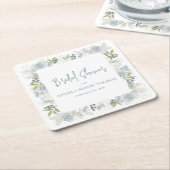 Blauw Bloemstuk Bruiloft Feest Custom Script Kartonnen Onderzetters (Schuin)