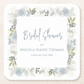 Blauw Bloemstuk Bruiloft Feest Custom Script Kartonnen Onderzetters (Voorkant)