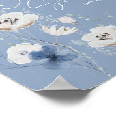 Blauw bloemstuk bruiloft feest welkom bord poster (Hoek)