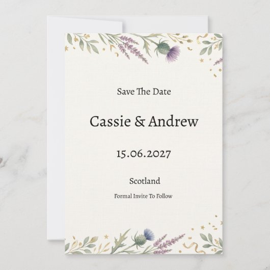 Blauw Bloemstuk Bruiloft Save The Date (Voorkant)