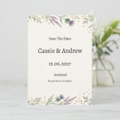 Blauw Bloemstuk Bruiloft Save The Date (Staand voorkant)