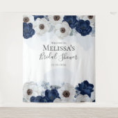 Blauw Bloemstuk Bruiloftsfeest Waterverf Wandkleed (Voorkant)