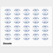 Blauw Bloemstuk Bruiloftsontvangst Ronde Sticker (Vel)