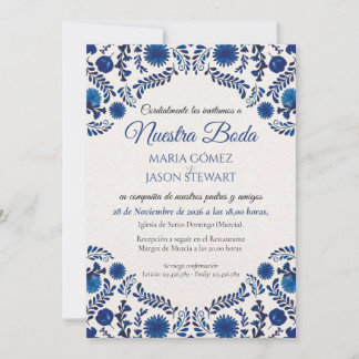 Blauw Bloemstuk Esthetische Botanische Spaanse Tro Kaart