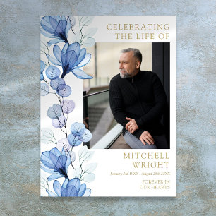 Blauw Bloemstuk Funeral Feest van het Leven Foto B Poster