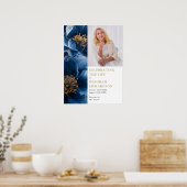 Blauw bloemstuk rouwplechtigheid van het leven fot poster (Keuken)