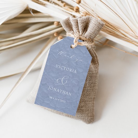 Blauw Bloemstuk Trouw Bedankt Cadeaulabel