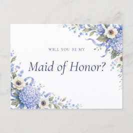 Blauw Bloemstuk Wees Mijn Getuige Uitnodiging Briefkaart