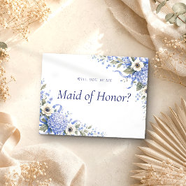 Blauw Bloemstuk Wees Mijn Getuige  Uitnodiging Briefkaart