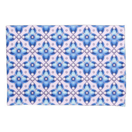 Blauw Bloemtegelpatroon Met Parelaccenten  Kussensloop
