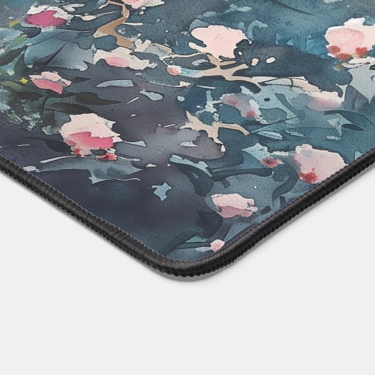 Blauw bloemthema bureaumat (Hoek)