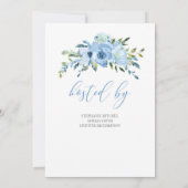 Blauw bloemzilver glitter geometrisch verloving kaart (Achterkant)